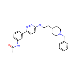 CC(=O)Nc1cccc(-c2ccc(NCCC3CCN(Cc4ccccc4)CC3)nn2)c1 ZINC000013863639