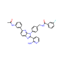 CC(=O)Nc1cccc(-c2ccc3nc(-c4cccnc4N)n(-c4ccc(CNC(=O)c5cccc(F)c5)cc4)c3n2)c1 ZINC000095579760