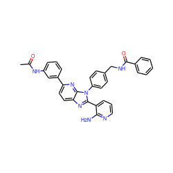 CC(=O)Nc1cccc(-c2ccc3nc(-c4cccnc4N)n(-c4ccc(CNC(=O)c5ccccc5)cc4)c3n2)c1 ZINC000095579353