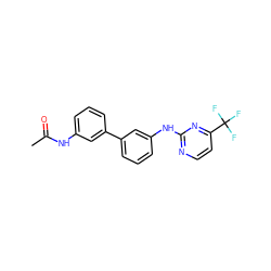 CC(=O)Nc1cccc(-c2cccc(Nc3nccc(C(F)(F)F)n3)c2)c1 ZINC001772585348