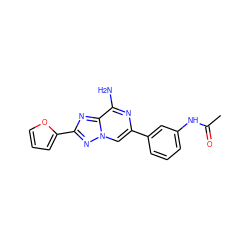 CC(=O)Nc1cccc(-c2cn3nc(-c4ccco4)nc3c(N)n2)c1 ZINC000006717190