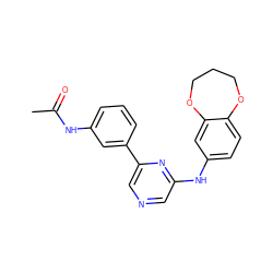 CC(=O)Nc1cccc(-c2cncc(Nc3ccc4c(c3)OCCCO4)n2)c1 ZINC000013679256