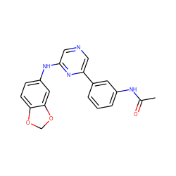 CC(=O)Nc1cccc(-c2cncc(Nc3ccc4c(c3)OCO4)n2)c1 ZINC000013679252