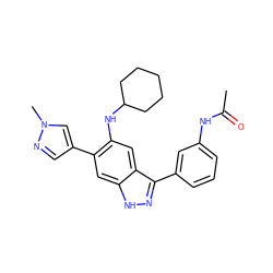 CC(=O)Nc1cccc(-c2n[nH]c3cc(-c4cnn(C)c4)c(NC4CCCCC4)cc23)c1 ZINC000096270039