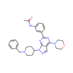 CC(=O)Nc1cccc(-c2nc(N3CCOCC3)c3cnn(C4CCN(Cc5ccccc5)CC4)c3n2)c1 ZINC000043024358