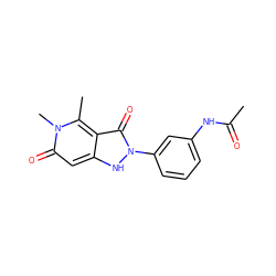 CC(=O)Nc1cccc(-n2[nH]c3cc(=O)n(C)c(C)c3c2=O)c1 ZINC000064447196