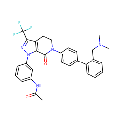 CC(=O)Nc1cccc(-n2nc(C(F)(F)F)c3c2C(=O)N(c2ccc(-c4ccccc4CN(C)C)cc2)CC3)c1 ZINC000014950580