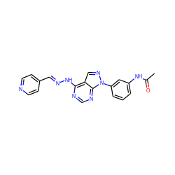 CC(=O)Nc1cccc(-n2ncc3c(N/N=C/c4ccncc4)ncnc32)c1 ZINC000014946168