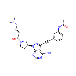 CC(=O)Nc1cccc(C#Cc2nn([C@H]3CCN(C(=O)/C=C/CN(C)C)C3)c3ncnc(N)c23)c1 ZINC000222792896