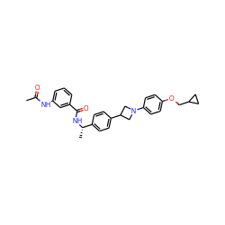 CC(=O)Nc1cccc(C(=O)N[C@@H](C)c2ccc(C3CN(c4ccc(OCC5CC5)cc4)C3)cc2)c1 ZINC000149954175