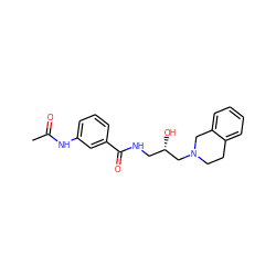 CC(=O)Nc1cccc(C(=O)NC[C@H](O)CN2CCc3ccccc3C2)c1 ZINC000119713074