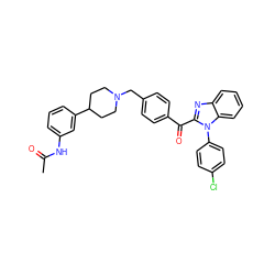 CC(=O)Nc1cccc(C2CCN(Cc3ccc(C(=O)c4nc5ccccc5n4-c4ccc(Cl)cc4)cc3)CC2)c1 ZINC000169321603