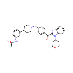 CC(=O)Nc1cccc(C2CCN(Cc3ccc(C(=O)c4nc5ccccc5n4C4CCOCC4)cc3)CC2)c1 ZINC000169321678