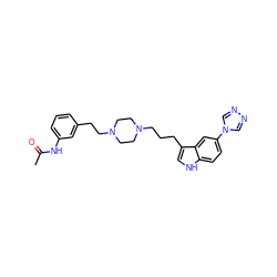 CC(=O)Nc1cccc(CCN2CCN(CCCc3c[nH]c4ccc(-n5cnnc5)cc34)CC2)c1 ZINC000022938835