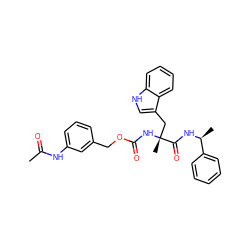 CC(=O)Nc1cccc(COC(=O)N[C@](C)(Cc2c[nH]c3ccccc23)C(=O)N[C@@H](C)c2ccccc2)c1 ZINC000013744156