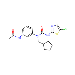 CC(=O)Nc1cccc(N(CC2CCCC2)C(=O)Nc2ncc(Cl)s2)c1 ZINC000028120145