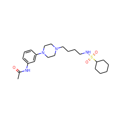 CC(=O)Nc1cccc(N2CCN(CCCCNS(=O)(=O)C3CCCCC3)CC2)c1 ZINC000013703850