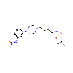 CC(=O)Nc1cccc(N2CCN(CCCCNS(=O)(=O)CC(C)C)CC2)c1 ZINC000013703860