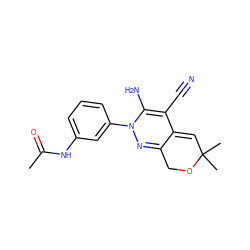 CC(=O)Nc1cccc(N2N=C3COC(C)(C)C=C3C(C#N)=C2N)c1 ZINC000013838688