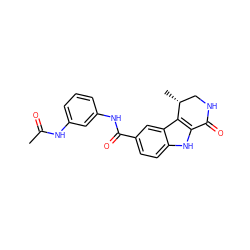 CC(=O)Nc1cccc(NC(=O)c2ccc3[nH]c4c(c3c2)[C@H](C)CNC4=O)c1 ZINC000028902086