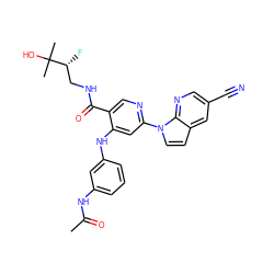 CC(=O)Nc1cccc(Nc2cc(-n3ccc4cc(C#N)cnc43)ncc2C(=O)NC[C@@H](F)C(C)(C)O)c1 ZINC001772643188