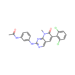 CC(=O)Nc1cccc(Nc2ncc3cc(-c4c(Cl)cccc4Cl)c(=O)n(C)c3n2)c1 ZINC000003962458