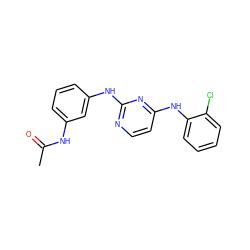 CC(=O)Nc1cccc(Nc2nccc(Nc3ccccc3Cl)n2)c1 ZINC000087613225