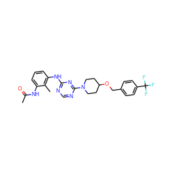 CC(=O)Nc1cccc(Nc2ncnc(N3CCC(OCc4ccc(C(F)(F)F)cc4)CC3)n2)c1C ZINC000072107447