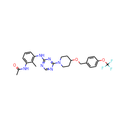 CC(=O)Nc1cccc(Nc2ncnc(N3CCC(OCc4ccc(OC(F)(F)F)cc4)CC3)n2)c1C ZINC000072110942