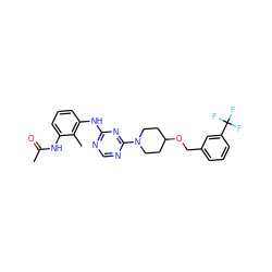 CC(=O)Nc1cccc(Nc2ncnc(N3CCC(OCc4cccc(C(F)(F)F)c4)CC3)n2)c1C ZINC000072107806