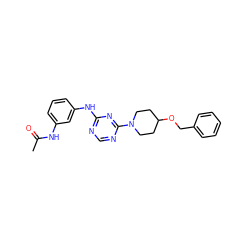 CC(=O)Nc1cccc(Nc2ncnc(N3CCC(OCc4ccccc4)CC3)n2)c1 ZINC000072107145