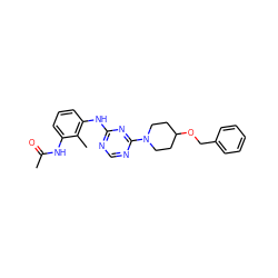 CC(=O)Nc1cccc(Nc2ncnc(N3CCC(OCc4ccccc4)CC3)n2)c1C ZINC000072107146