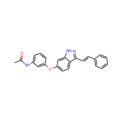 CC(=O)Nc1cccc(Oc2ccc3c(/C=C/c4ccccc4)n[nH]c3c2)c1 ZINC000166936013