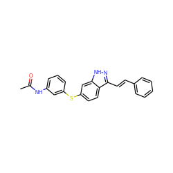 CC(=O)Nc1cccc(Sc2ccc3c(/C=C/c4ccccc4)n[nH]c3c2)c1 ZINC000166564485