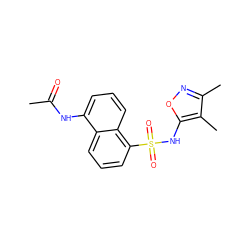 CC(=O)Nc1cccc2c(S(=O)(=O)Nc3onc(C)c3C)cccc12 ZINC000013602332