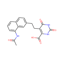 CC(=O)Nc1cccc2ccc(CCc3c(C(=O)O)[nH]c(=O)[nH]c3=O)cc12 ZINC001772588578