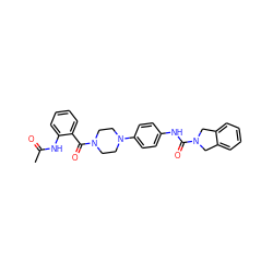 CC(=O)Nc1ccccc1C(=O)N1CCN(c2ccc(NC(=O)N3Cc4ccccc4C3)cc2)CC1 ZINC000167398675