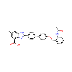 CC(=O)Nc1ccccc1COc1ccc(-c2ccc(-c3nc4c(C(=O)O)cc(C)cc4[nH]3)cc2)cc1 ZINC000474606840