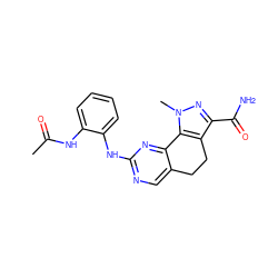 CC(=O)Nc1ccccc1Nc1ncc2c(n1)-c1c(c(C(N)=O)nn1C)CC2 ZINC000049784253