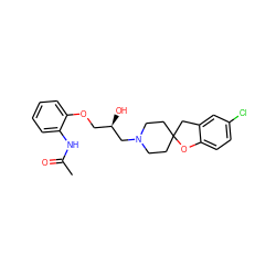 CC(=O)Nc1ccccc1OC[C@@H](O)CN1CCC2(CC1)Cc1cc(Cl)ccc1O2 ZINC000034047110