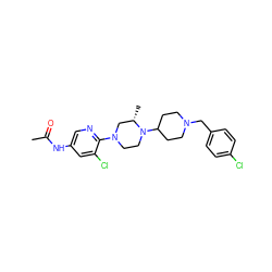 CC(=O)Nc1cnc(N2CCN(C3CCN(Cc4ccc(Cl)cc4)CC3)[C@@H](C)C2)c(Cl)c1 ZINC000066077674