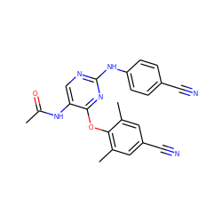 CC(=O)Nc1cnc(Nc2ccc(C#N)cc2)nc1Oc1c(C)cc(C#N)cc1C ZINC000026294898