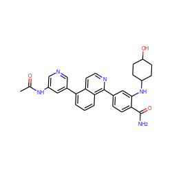 CC(=O)Nc1cncc(-c2cccc3c(-c4ccc(C(N)=O)c(NC5CCC(O)CC5)c4)nccc23)c1 ZINC000148981292