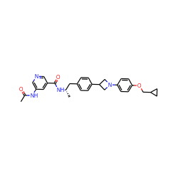 CC(=O)Nc1cncc(C(=O)N[C@@H](C)Cc2ccc(C3CN(c4ccc(OCC5CC5)cc4)C3)cc2)c1 ZINC000149635090