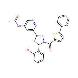 CC(=O)Nc1cncc(C2=NN(C(=O)c3ccc(-c4ccccn4)s3)[C@H](c3ccccc3O)C2)c1 ZINC000071340357