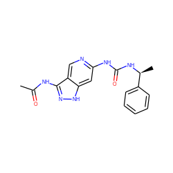 CC(=O)Nc1n[nH]c2cc(NC(=O)N[C@@H](C)c3ccccc3)ncc12 ZINC001772646901