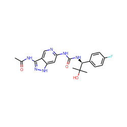 CC(=O)Nc1n[nH]c2cc(NC(=O)N[C@@H](c3ccc(F)cc3)C(C)(C)O)ncc12 ZINC001772652904