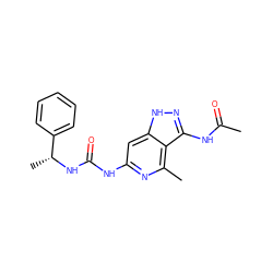 CC(=O)Nc1n[nH]c2cc(NC(=O)N[C@H](C)c3ccccc3)nc(C)c12 ZINC000210765787