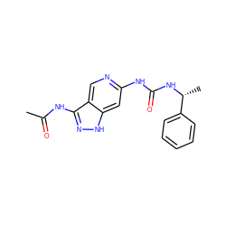 CC(=O)Nc1n[nH]c2cc(NC(=O)N[C@H](C)c3ccccc3)ncc12 ZINC000210709338