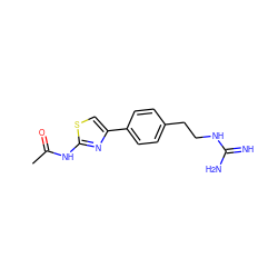 CC(=O)Nc1nc(-c2ccc(CCNC(=N)N)cc2)cs1 ZINC000095583230